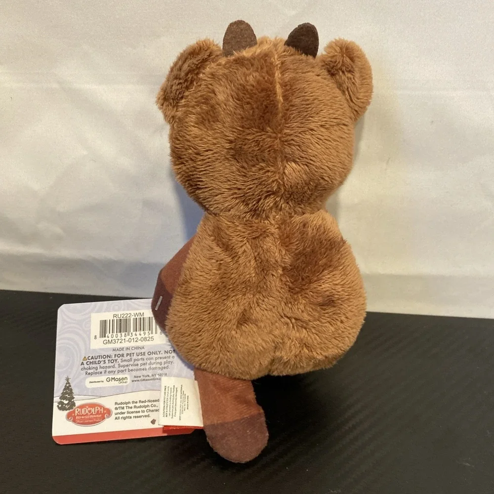 NEW Rudolph the Red-Nosed Reindeer‎ Plush Squeaky Dog Toy Brown